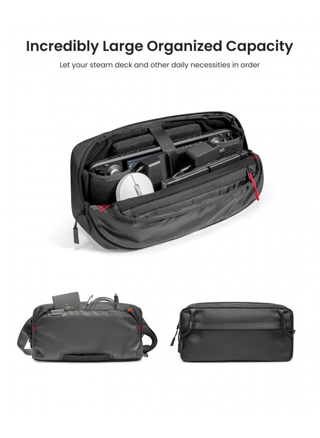 Tomtoc tomtoc Carrying Case for Steam Deck/Steam Deck OLED/Legion Go/ASUS ROG Ally, Storage Portable Bag, Protective Shoulder Bag Pouch with Pockets Fit Console, AC Adapter, Dock, Lightweight Bag for Travel  - Image 4