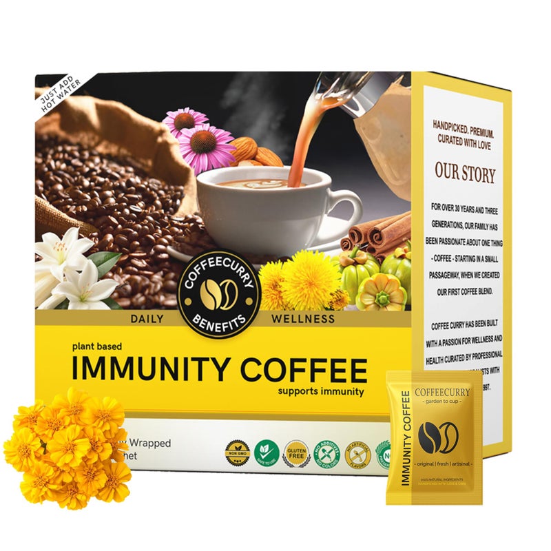 Coffeecurry Immunity Coffee Premix (30 Sachets - 300 Grams) - Strengthen Your Body Naturally with Every Sip | Premium Arabica roasted coffee - Image 1