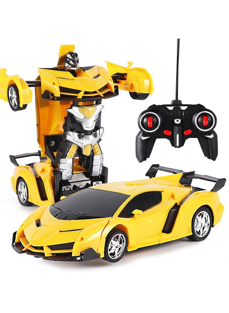 AROAQ Remote Control Deformation Car One-Button Deformation Car King Kong Wireless Remote Control Car Robot Charging Boy Children's Toy 