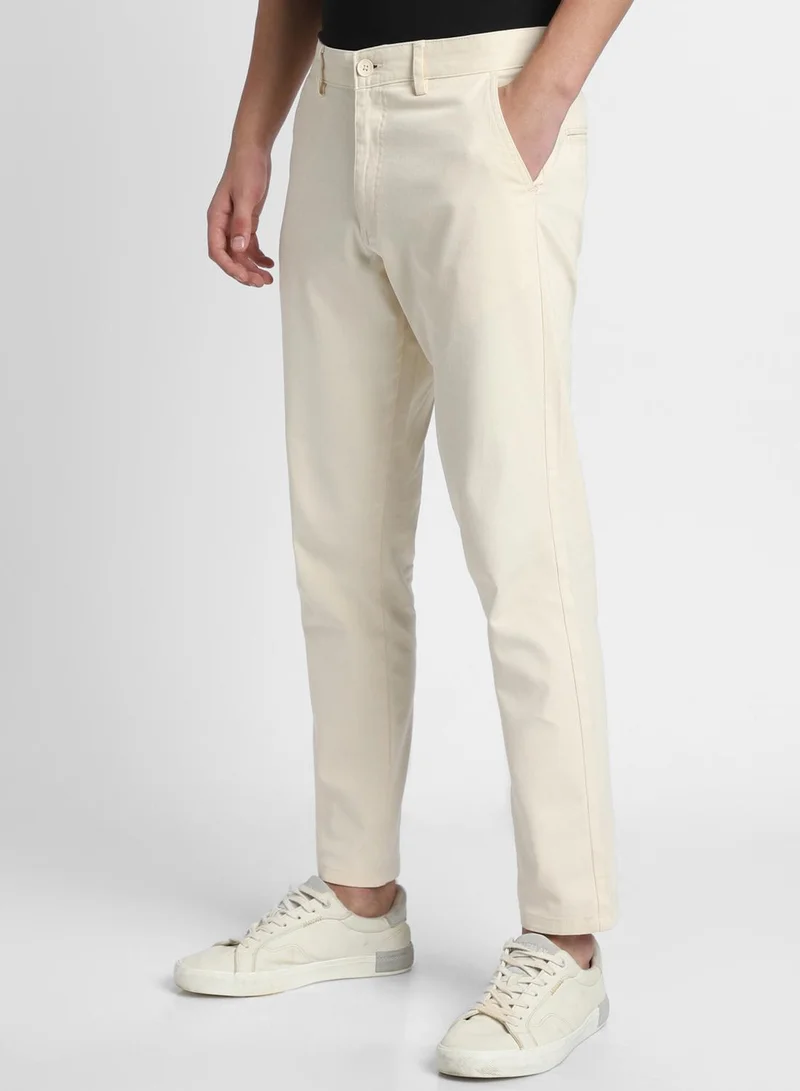 Dennis Lingo Regular Fit Cream Chinos Pants For Men