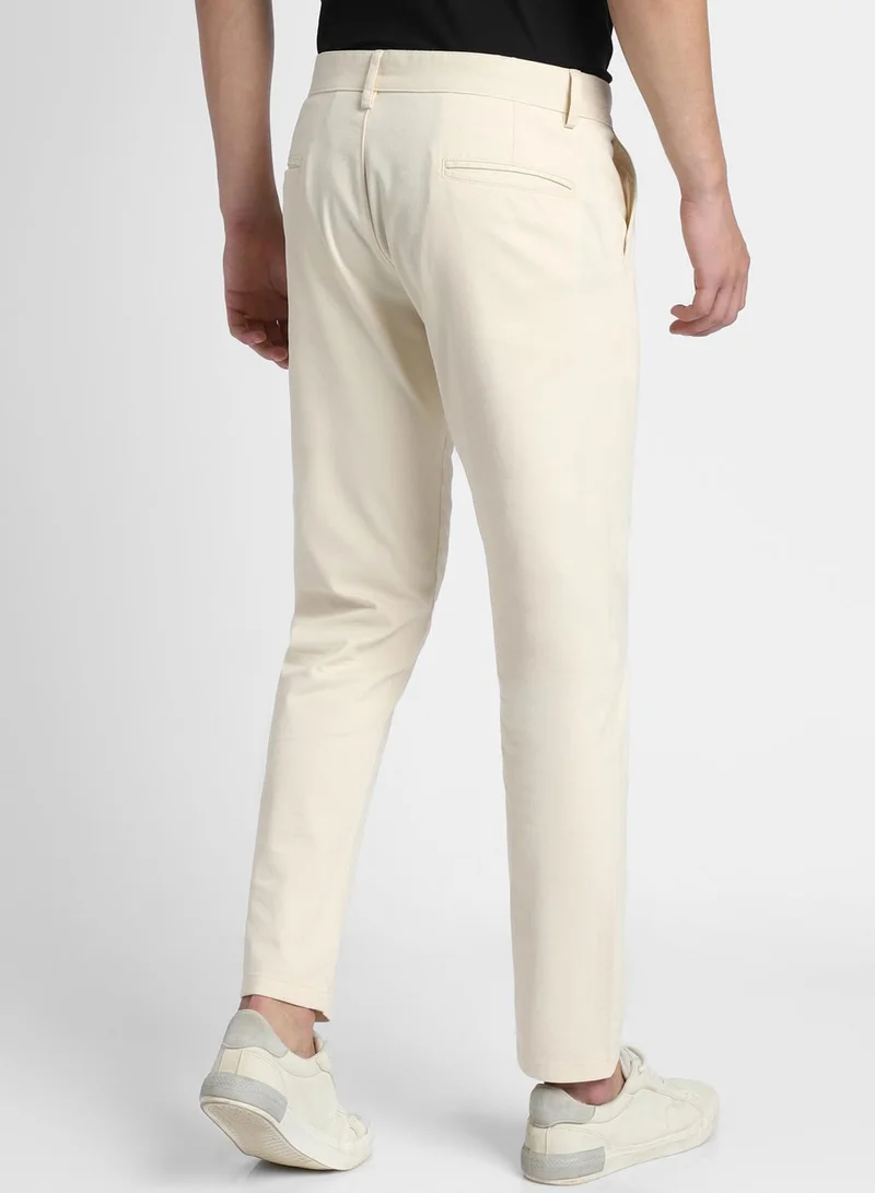 Dennis Lingo Regular Fit Cream Chinos Pants For Men