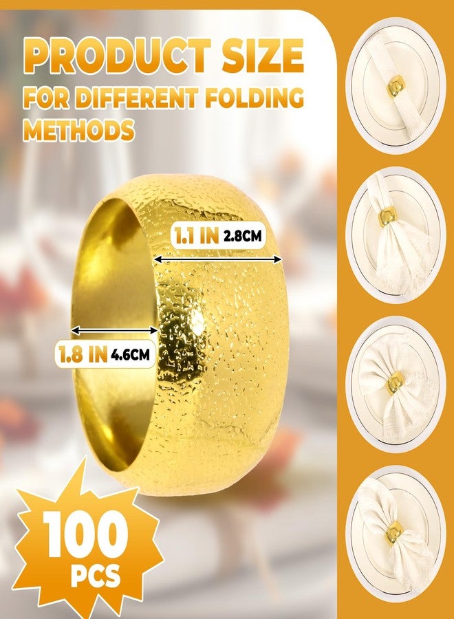 REWOMC 100 Pcs Gold Napkin Rings - Metal Napkin Holder Rings for Dinning Table, Round Serviette Holders for Weddings, Kitchen, Party, Everyday Use, Metallic Adornment for Table Setting - Image 2