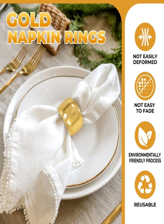 REWOMC 100 Pcs Gold Napkin Rings - Metal Napkin Holder Rings for Dinning Table, Round Serviette Holders for Weddings, Kitchen, Party, Everyday Use, Metallic Adornment for Table Setting - Image 3