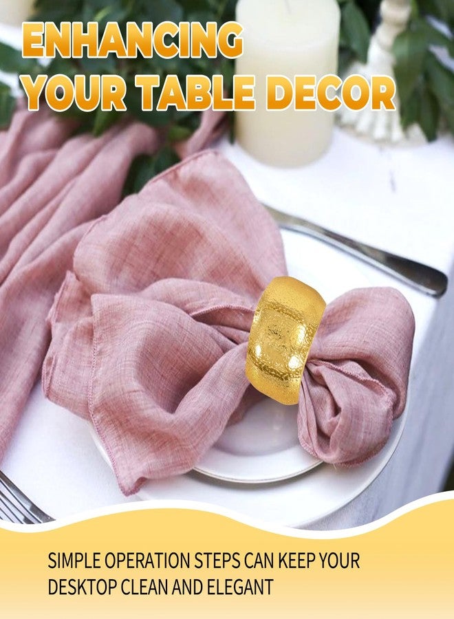 REWOMC 100 Pcs Gold Napkin Rings - Metal Napkin Holder Rings for Dinning Table, Round Serviette Holders for Weddings, Kitchen, Party, Everyday Use, Metallic Adornment for Table Setting - Image 5
