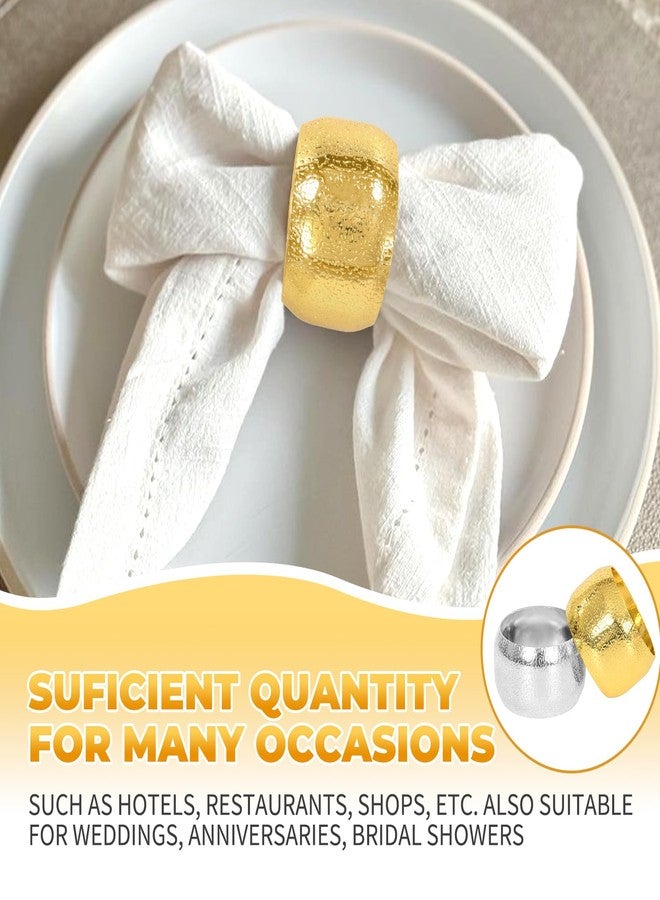 REWOMC 100 Pcs Gold Napkin Rings - Metal Napkin Holder Rings for Dinning Table, Round Serviette Holders for Weddings, Kitchen, Party, Everyday Use, Metallic Adornment for Table Setting - Image 4