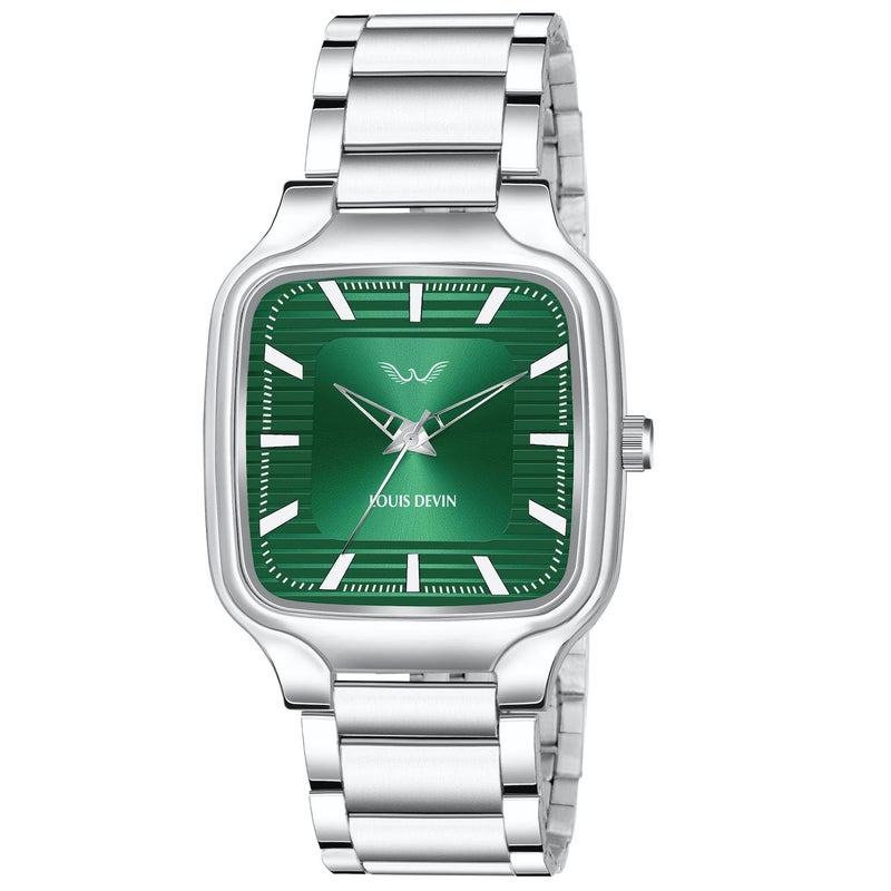LOUIS DEVIN Steel Chain Analog Wrist Watch for Men (Green Dial) | LD-GS069-GRN-CH - Image 5