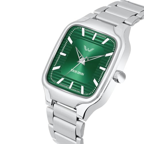 LOUIS DEVIN Steel Chain Analog Wrist Watch for Men (Green Dial) | LD-GS069-GRN-CH - Image 3
