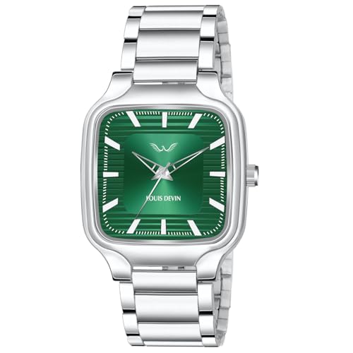 LOUIS DEVIN Steel Chain Analog Wrist Watch for Men (Green Dial) | LD-GS069-GRN-CH - Image 1