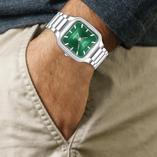 LOUIS DEVIN Steel Chain Analog Wrist Watch for Men (Green Dial) | LD-GS069-GRN-CH - Image 2