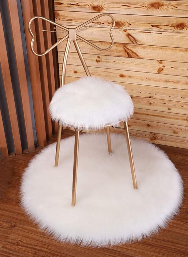 𝐅𝐅𝐃 Luxury Gold Makeup Chair with Faux Fur Cushion – Elegant Vanity Stool with Bow Tie Backrest, Sturdy Metal Frame, Non-Slip Feet – Stylish Accent Chair for Bedroom, Beauty Studio, Salon & Home Decor - Image 4