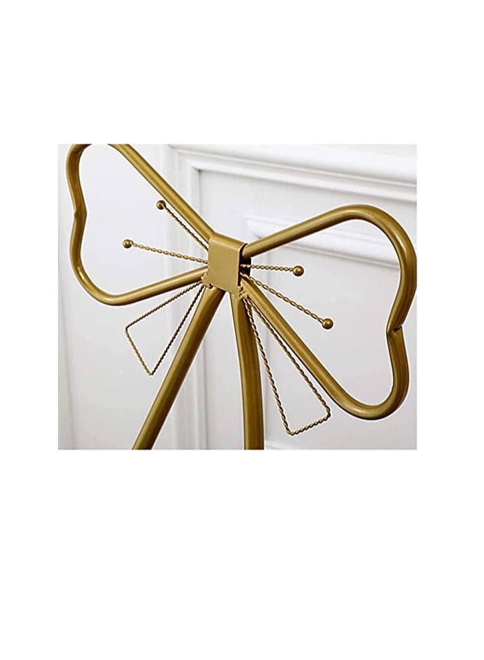 𝐅𝐅𝐃 Luxury Gold Makeup Chair with Faux Fur Cushion – Elegant Vanity Stool with Bow Tie Backrest, Sturdy Metal Frame, Non-Slip Feet – Stylish Accent Chair for Bedroom, Beauty Studio, Salon & Home Decor - Image 5