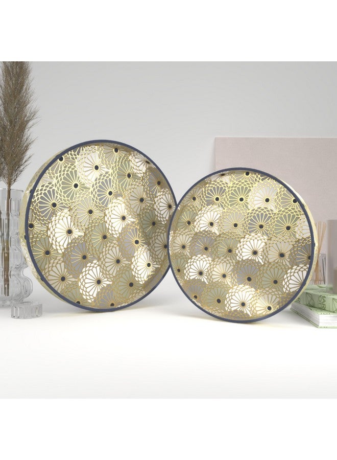 Castleite Castleite Ember Decorative Round Wooden Tray Set of 2 Handcrafted Trays for Serving, Use in Kitchen, Dining Table, Decor or Storage - Epoxy Resin Coated - Large, Small (Luksusowy) - Image 1