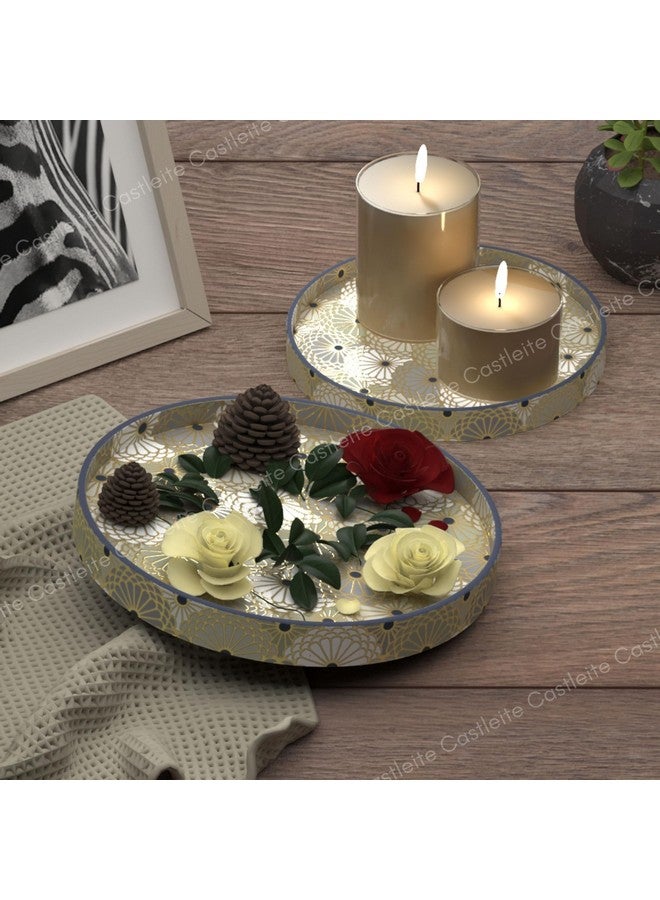 Castleite Castleite Ember Decorative Round Wooden Tray Set of 2 Handcrafted Trays for Serving, Use in Kitchen, Dining Table, Decor or Storage - Epoxy Resin Coated - Large, Small (Luksusowy) - Image 3