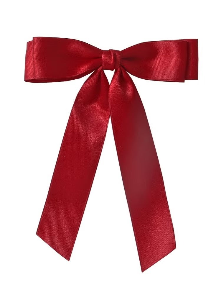 ٤ قطع من مشابك الشعر المصنوعة من الساتان الحريري، وأشرطة الشعر، ومشابك معدنية لتثبيت ذيل الحصان، وإكسسوارات شعر مزدوجة الشريط للنساء والفتيات الصغيرات والمراهقات. - Image 3