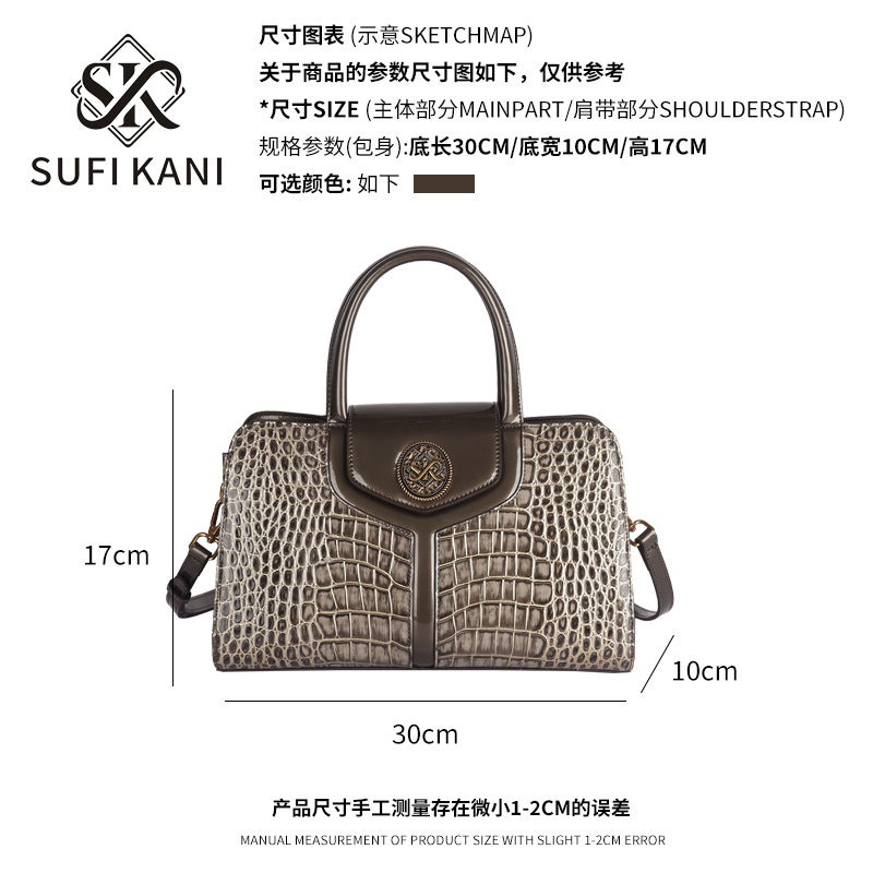Crocodile Pattern Genuine Leather Women'S Bag Fashion Casual All-Match Elegant Large Capacity Handheld Shoulder Crossbody - Image 3