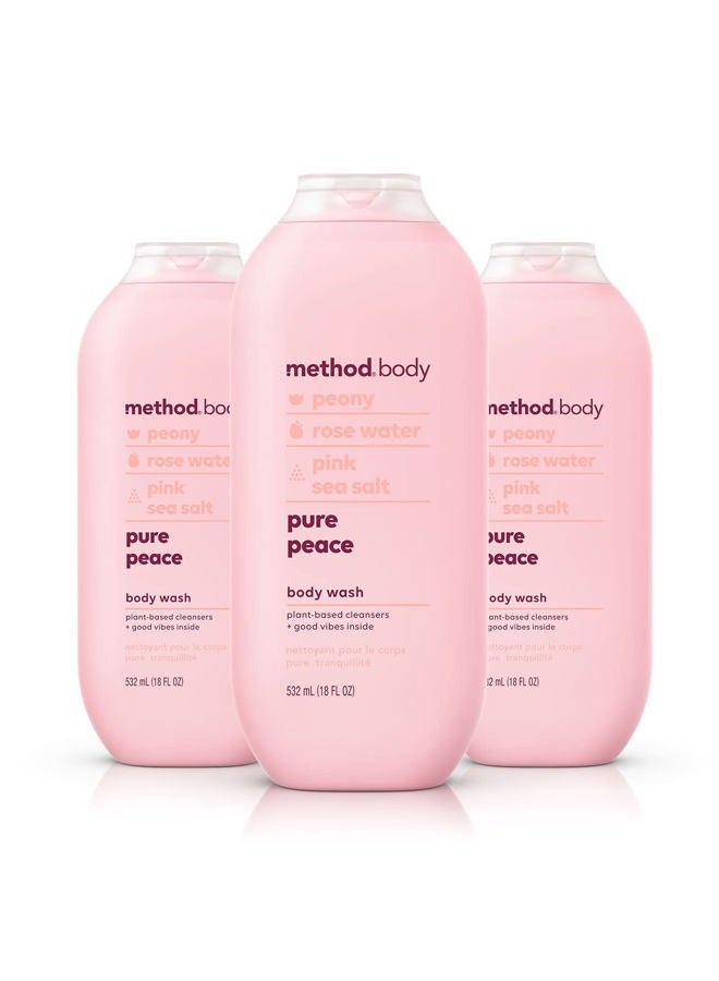 Method غسول الجسم، سلام نقي، خالي من البارابين والفثالات، 18 أونصة (عبوة من 3) - Image 1