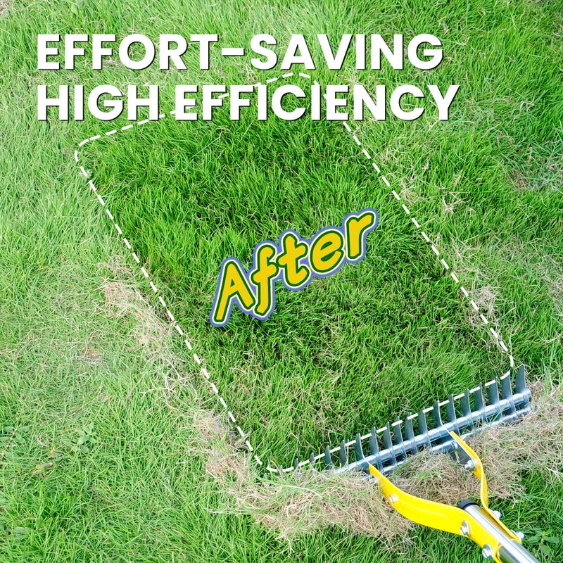 BlumeTrec Thatch Rake for Lawn with 74inch Handle, 15 inch Dethatcher Rake for Grass to Cleaning Dead Grass, Efficient Steel Metal Rake for Dethatching, Heavy Duty Thatching Rakes for Garden, Yard - Image 3