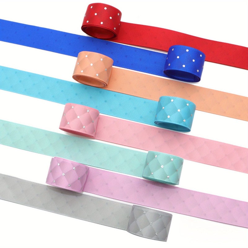 5 Yards Of 1 Inch 25Mm Blue Glitter Stone Grosgrain Ribbon With Rhinestones Perfect For Gift Wrapping Hair Bows Party Decorations Holiday Decor Wedding Favors And Craft Supplies - Image 2