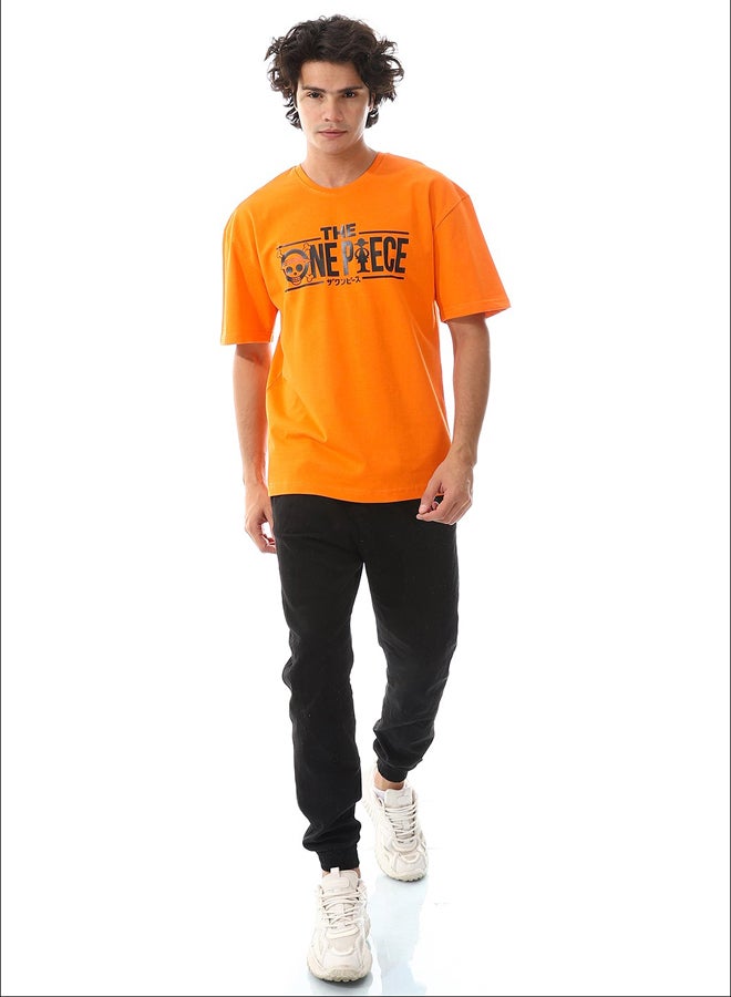 Andora Printed Slip-On Comfy T-Shirt_Orange  - Image 1
