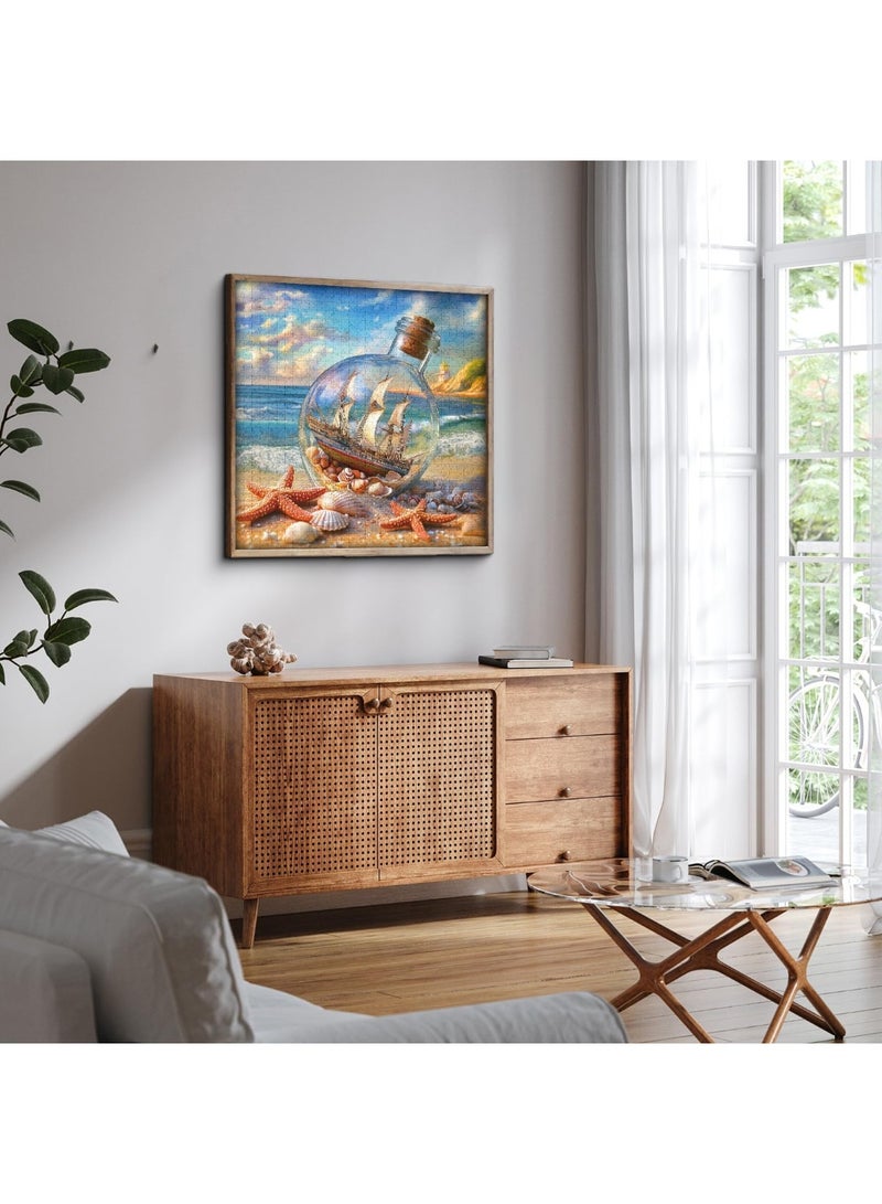 ألغاز شاطئية للكبار 1000 قطعة، جرة أصداف وقارب شراعي، أحجيات فنية، أحجية نجوم البحر الصيفية كفن جداري منزلي - Image 5