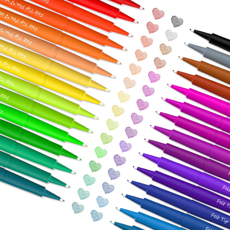 Lelix 30 Colors Felt Tip Pens, Medium Point Assorted Markers Pens For Journaling, Writing, Note Taking, Planner Coloring, Perfect for Art Office and School Supplies - Image 2