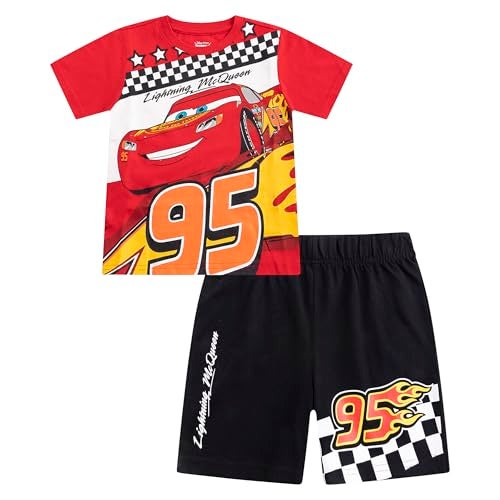 Disney Cars Lightning McQueen Boys Short Sleeve T-Shirt and Shorts 2 Piece Set for Toddlers to Big Kids - Image 1