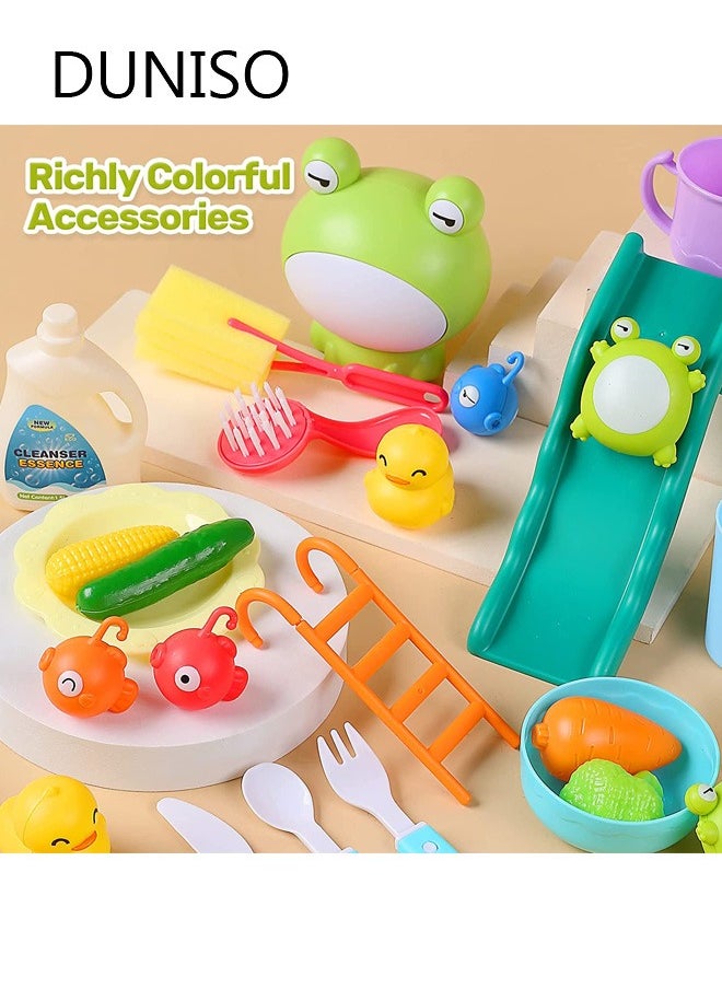 DUNISO Pretend Play Kitchen Sink Toys Kids Sink Toys with Running Water and  Upgraded Electric Faucet, Play Kitchen Toy Accessories, Pool Floating Fishing Toys for Water Play, Kids Role Play Dishwasher Toy  - Image 4