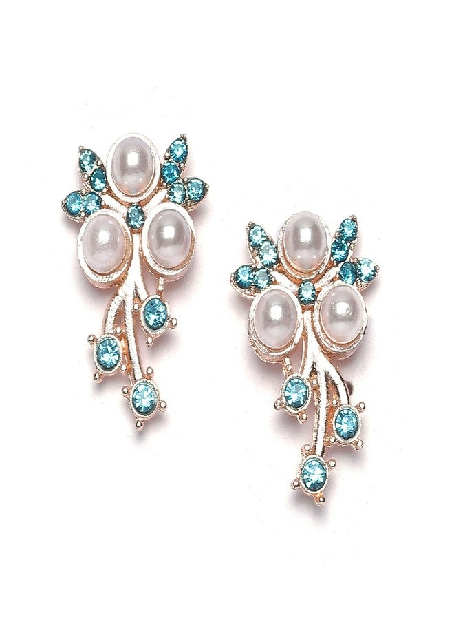 KENNICE Gold-Plated Cubic Zirconia & White Pearls Studded Necklace With Earrings Jewellery Set For Girls and Women - Image 3