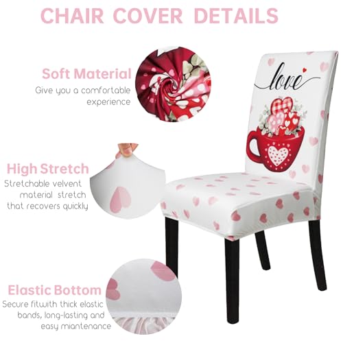Zifmrtrwn Valentine Chair Covers Set of 4 Candy Love Heart Dining Room Slipcovers Stretch Parsons Chair Seat Protectors Valentine Decor-4PCS - Image 4