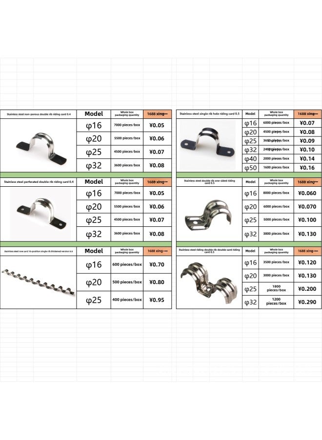 Unilateral Riding Marca Thickened Stainless Steel Pipe Buckle Half Code P Card Hitting Gasgun Wire Pipe Clamp 16/20/25/32-Specifications And Models:20mm Stainless Steel Card 1 100/bag-retail Price  - Image 3