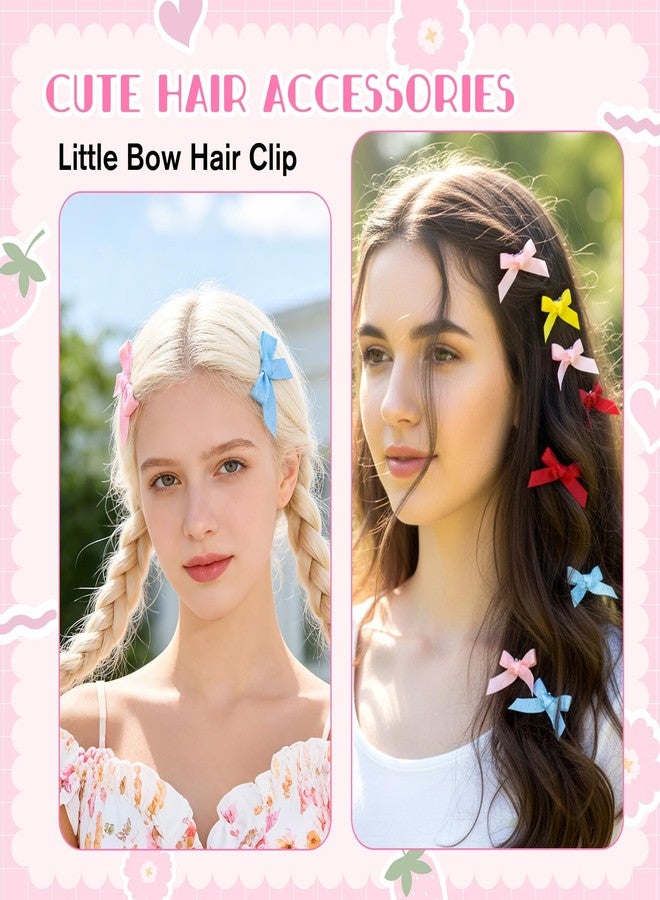 Jeffdad مجموعة جيفداد من 60 قطعة من مشابك الشعر الصغيرة اللطيفة على شكل فيونكات، فيونكات شعر صغيرة للنساء، مشابك شعر على شكل فيونكات وردية، إكسسوارات شعر للبنات (6 ألوان) - Image 5