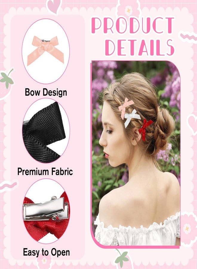 Jeffdad مجموعة جيفداد من 60 قطعة من مشابك الشعر الصغيرة اللطيفة على شكل فيونكات، فيونكات شعر صغيرة للنساء، مشابك شعر على شكل فيونكات وردية، إكسسوارات شعر للبنات (6 ألوان) - Image 3