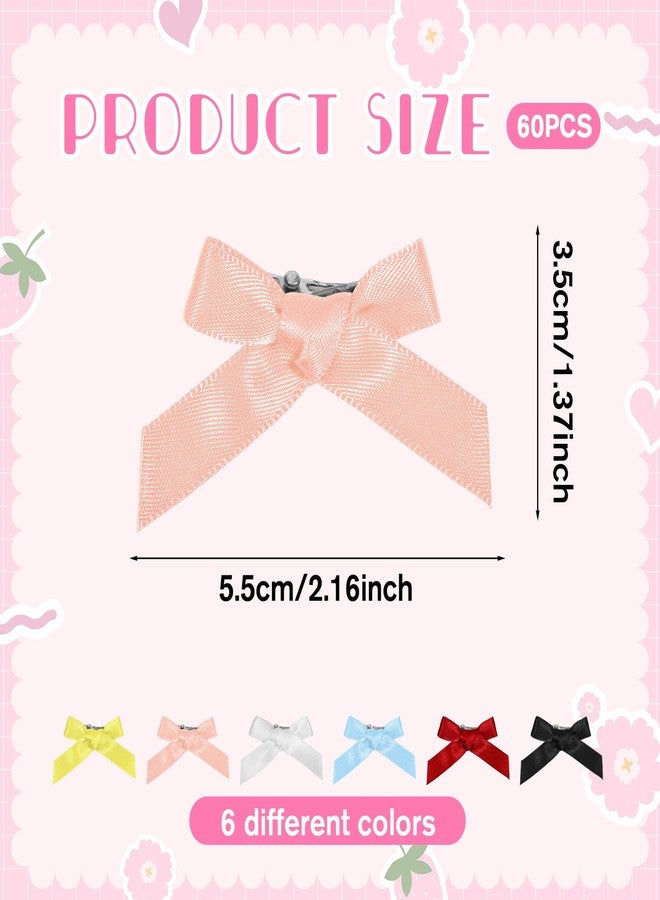 Jeffdad مجموعة جيفداد من 60 قطعة من مشابك الشعر الصغيرة اللطيفة على شكل فيونكات، فيونكات شعر صغيرة للنساء، مشابك شعر على شكل فيونكات وردية، إكسسوارات شعر للبنات (6 ألوان) - Image 2