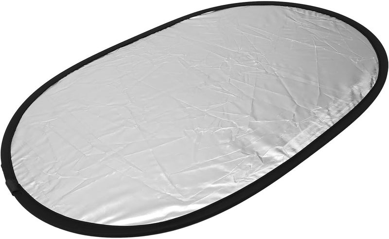 Portable Oval Photography Reflector Light Diffuser Panel with Silver and Double-Sided Surfaces Compact Foldable Reflective Board for Outdoor and Studio Photo Lighting - Image 1