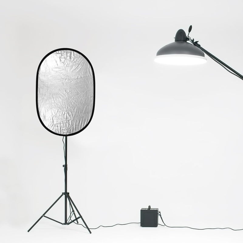 Portable Oval Photography Reflector Light Diffuser Panel with Silver and Double-Sided Surfaces Compact Foldable Reflective Board for Outdoor and Studio Photo Lighting - Image 2