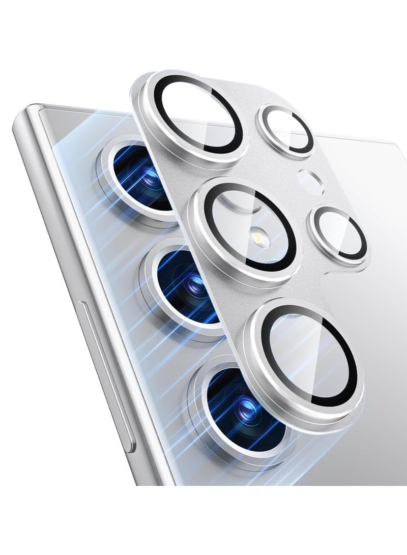 For Samsung Galaxy S25 Ultra Camera Lens Protector,[Full Protection] HD Tempered Glass Screen Protector with Alloy Metal Ring Camera Cover Accessories for Galaxy S25 Ultra (Silver)  - Image 1