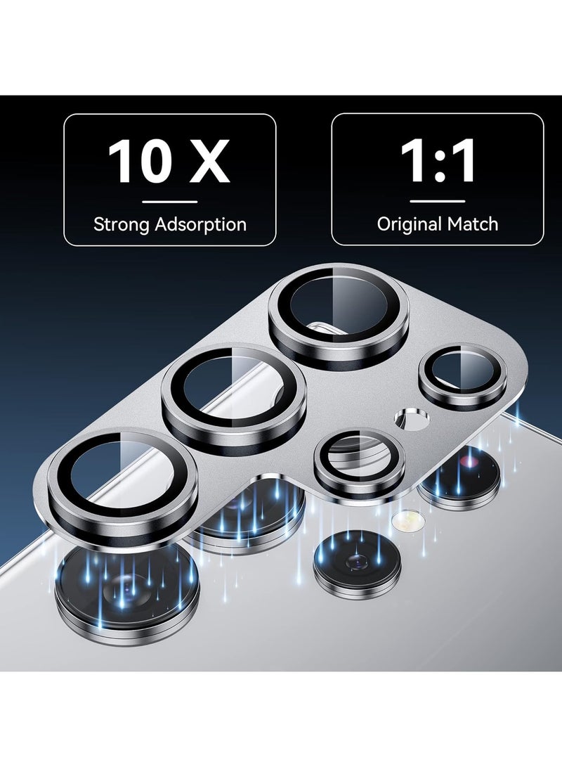 For Samsung Galaxy S25 Ultra Camera Lens Protector,[Full Protection] HD Tempered Glass Screen Protector with Alloy Metal Ring Camera Cover Accessories for Galaxy S25 Ultra (Silver)  - Image 3
