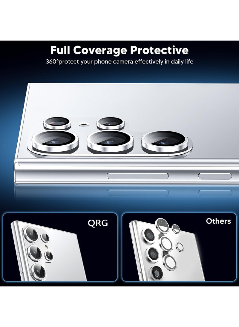For Samsung Galaxy S25 Ultra Camera Lens Protector,[Full Protection] HD Tempered Glass Screen Protector with Alloy Metal Ring Camera Cover Accessories for Galaxy S25 Ultra (Silver)  - Image 5