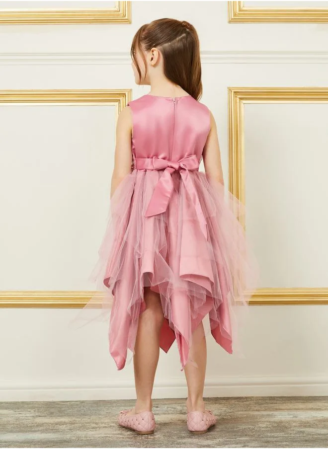 Styli Embellished Front Beaded Detail Mesh Dress