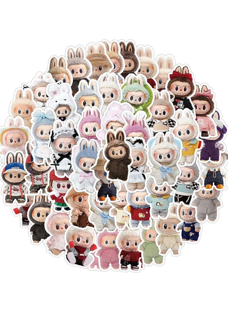 50pcs Labubu Waterproof Cartoon Stickers Set Suitable for Water Bottle Laptop Skateboard Phone Guitar Travel Case Bike Cool Terror Labubu Vinyl Decal for Kids Adult Girl Teen Boy  - Image 1