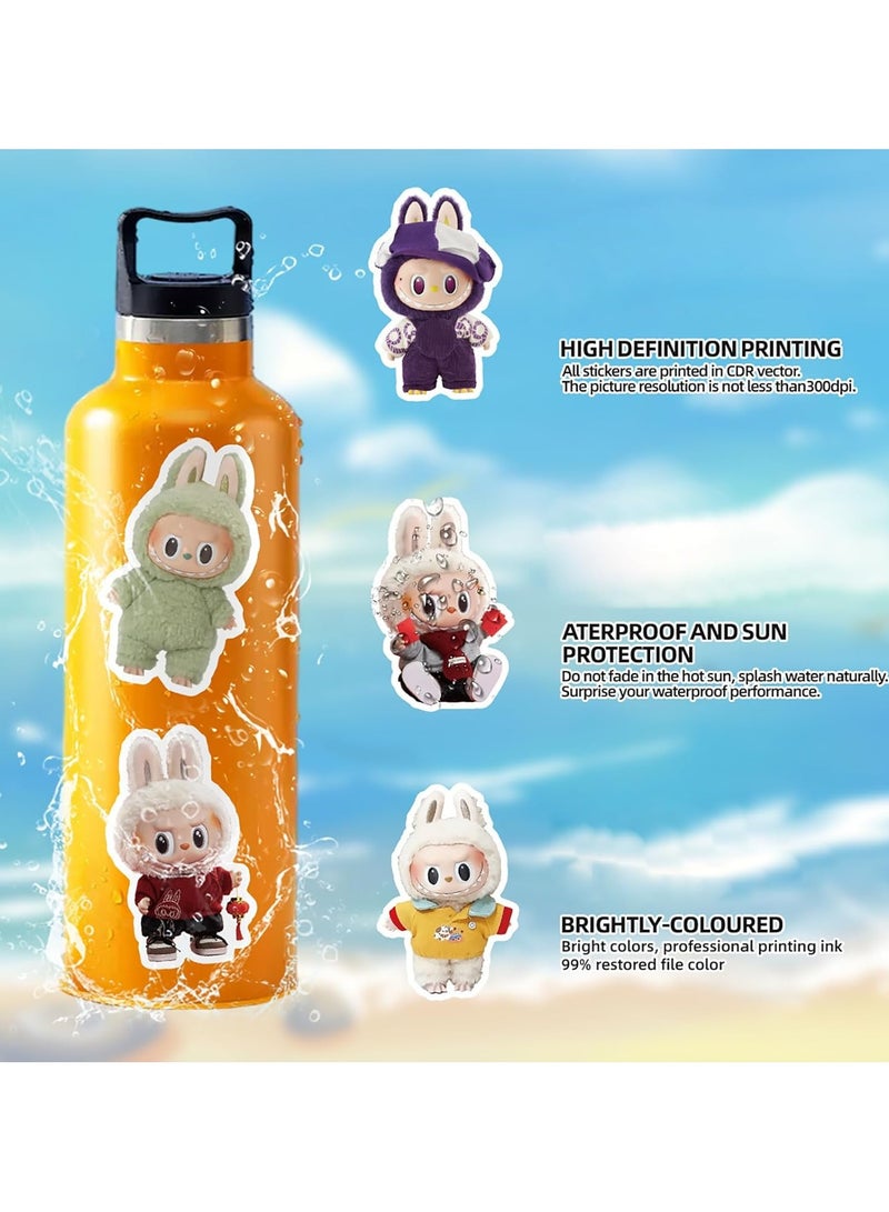 50pcs Labubu Waterproof Cartoon Stickers Set Suitable for Water Bottle Laptop Skateboard Phone Guitar Travel Case Bike Cool Terror Labubu Vinyl Decal for Kids Adult Girl Teen Boy  - Image 5