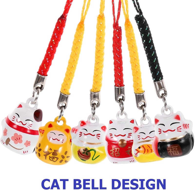 Hanging Bells Lucky Cat Car Keyring Phone Charm Pendant Compact Miniature Dollhouse Accessories (Random Color) - Image 5