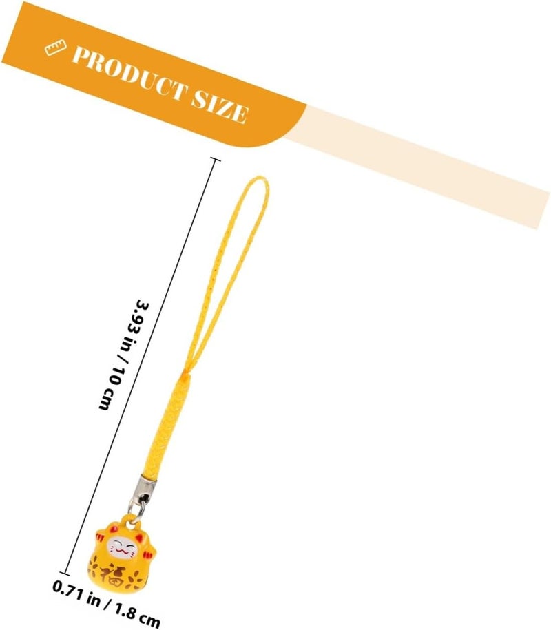 Hanging Bells Lucky Cat Car Keyring Phone Charm Pendant Compact Miniature Dollhouse Accessories (Random Color) - Image 2