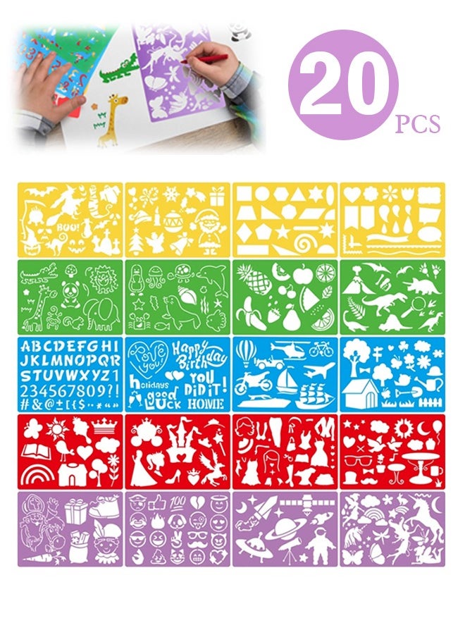 Lemon 20 Pcs Stencils for Painting, Reusable 300+ Patterns Drawing Templates for Girls & Boys Gift and Card Making, DIY  - Image 1