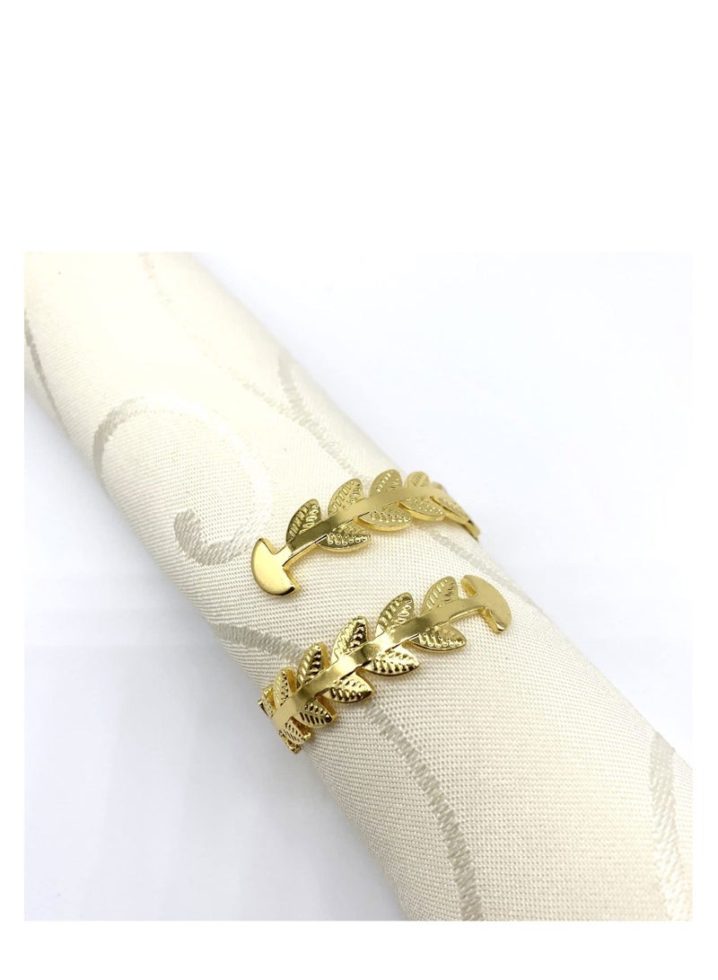 NIBEMINENT Gold Leaf Napkin Rings Set of 8 for Dinner Table Decor Cloth Napkins Holder Metal Farmhouse Family Hotel Holiday Birthday Party Decorations Rustic - Image 4