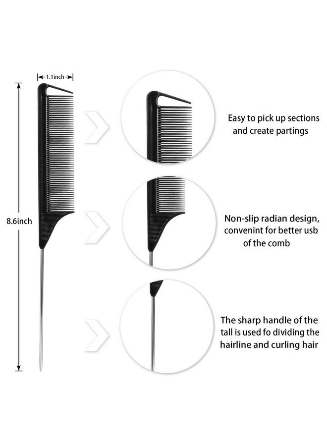 Kunihiko Rat Tail Combs And Hair Clips 3Pcs Rat Tail Combs，Parting Comb For Braids Metal Long Steel Pin Rat Tail Teasing Combs And 7Pcs Alligator Styling Sectioning Clips Of Professional Hair Salon Quality - Image 4