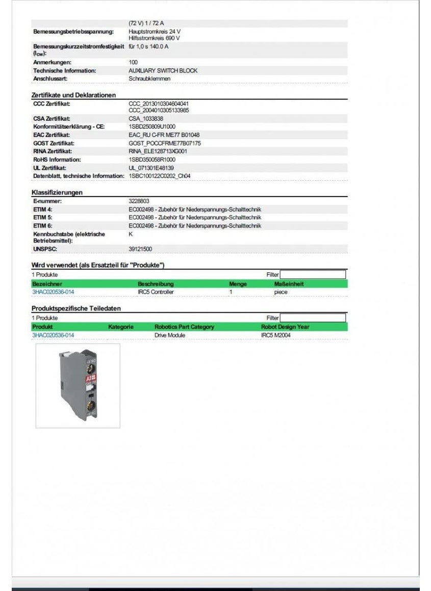 ABB Abbentrelec CA501 CA501 Front  Block Contact 1 NC  - Image 3