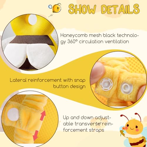 YumSur Baby Head ProtectorInfant Fall Protection Baby Head Protector Cushion Backpack with Baby Knee Pads Anti Slip Socks for Walking Crawling Yellow Bees - Image 3