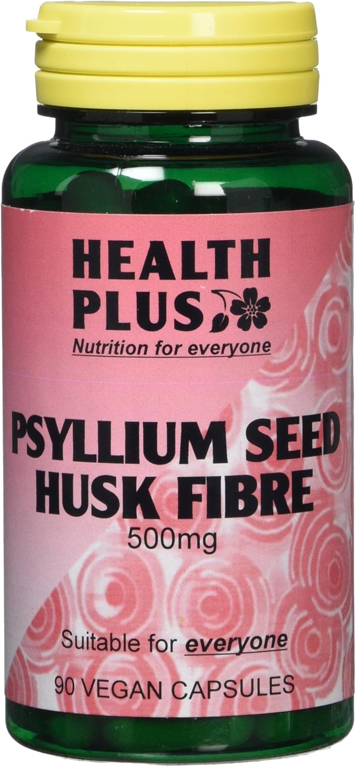 Health Plus صحة بلس ألياف قشور بذور السيليوم 500 ملغ مكمل صحي للهضم 90 كبسولة - Image 1