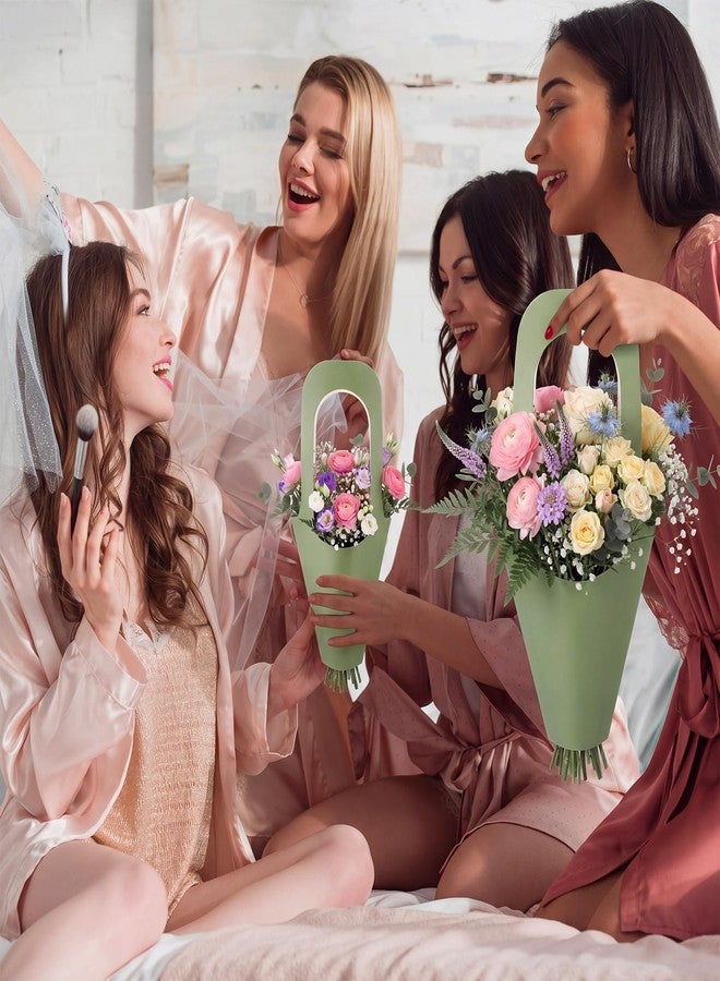 Kolldenn 60 Pack Sage Green Kraft Paper Flower Bouquet Wrapping Paper Gift Bags with Handle Flower Gift Bags for Graduation, Wedding, Birthday, Thanksgiving, Party Favors - Image 5